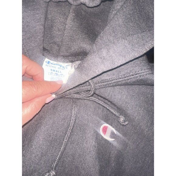 Vintage Champion Reverse Weave Hoodie Mens Size Small Gray Kangaroo Pocket - Picture 2 of 3